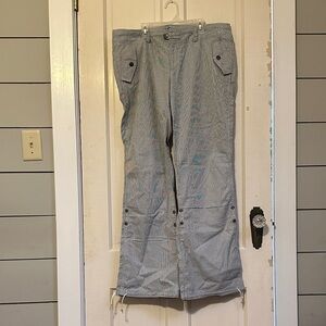 American Eagle Outfitters Y2K Gray pinstripe Utility Jeans drawstring hem 14